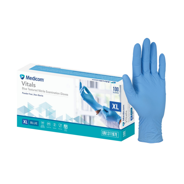 Vitals - Blue Textured Nitrile Examination Gloves